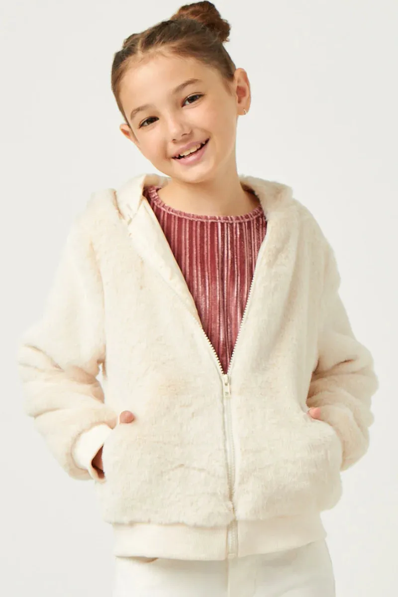 Girls Soft Fleece Hooded Zip Up Jacket