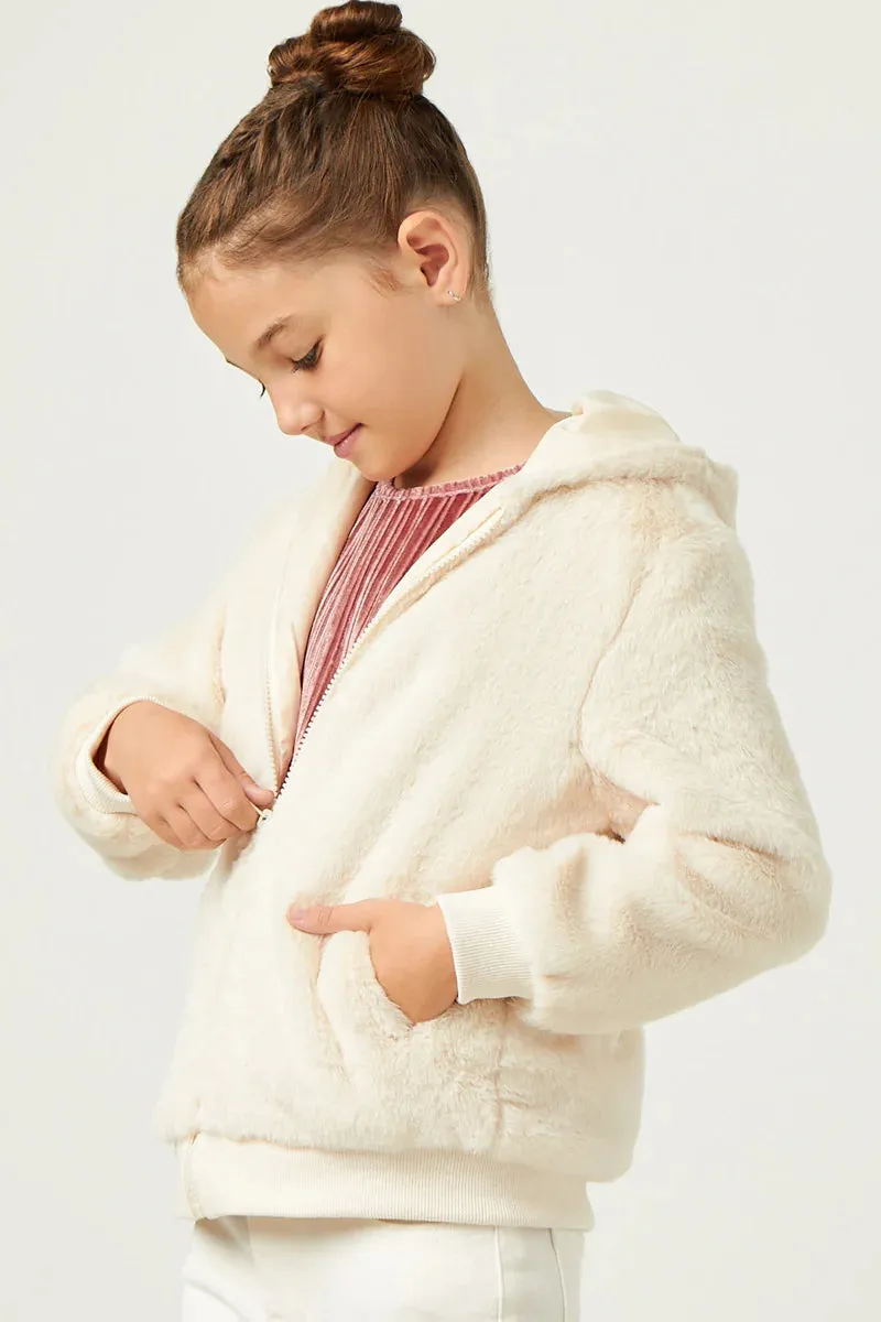 Girls Soft Fleece Hooded Zip Up Jacket