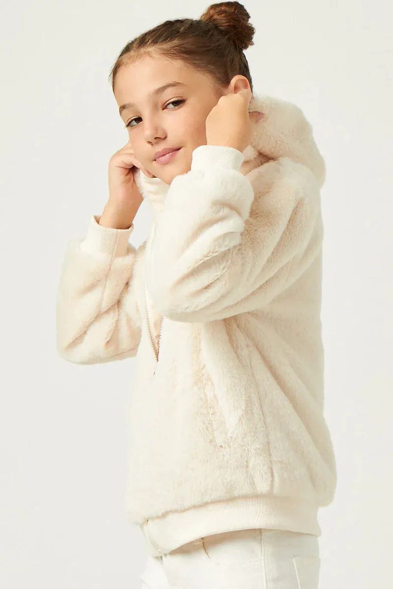 Girls Soft Fleece Hooded Zip Up Jacket