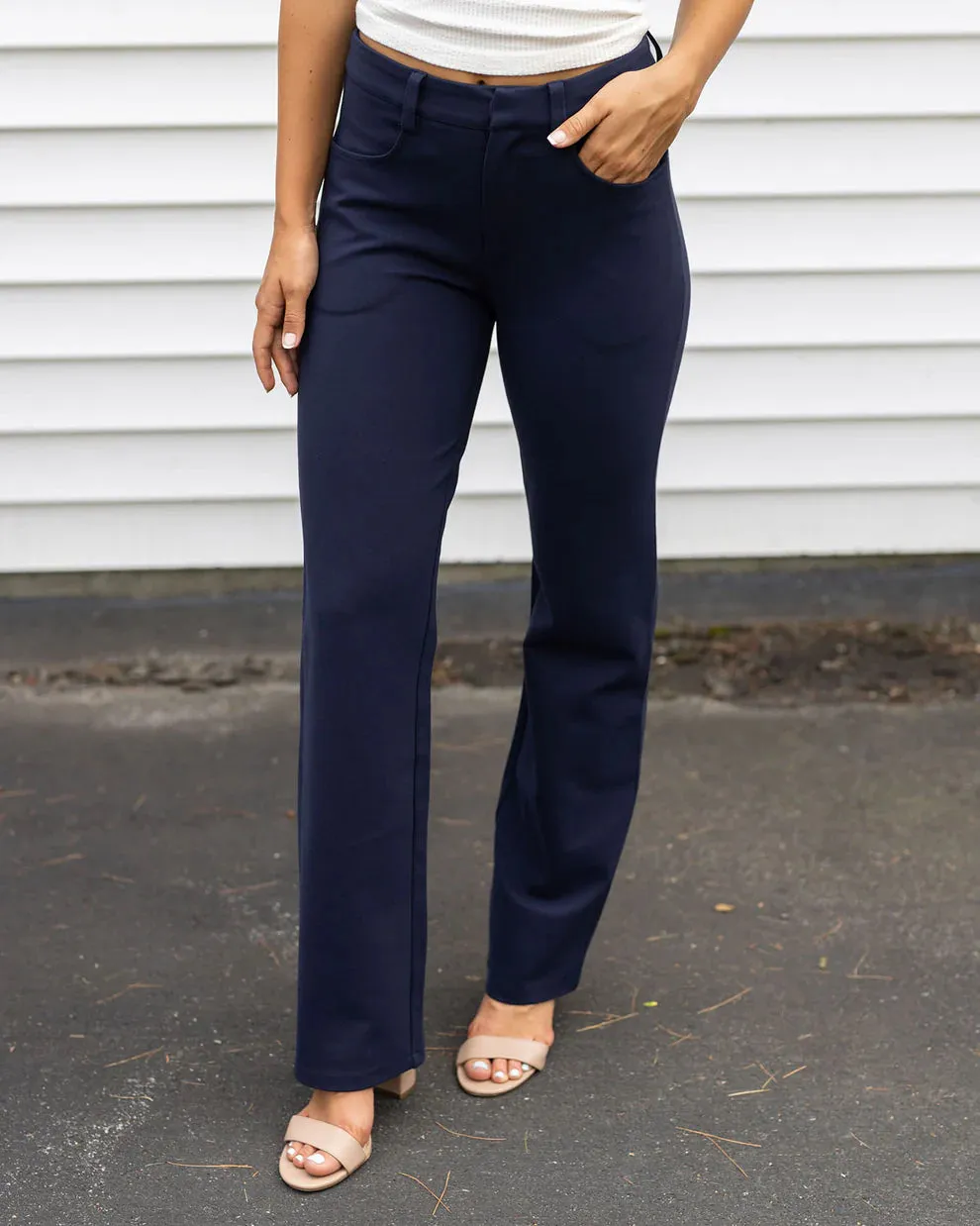 Grace & Lace Fab Fit Straight Leg Work Pant - Navy