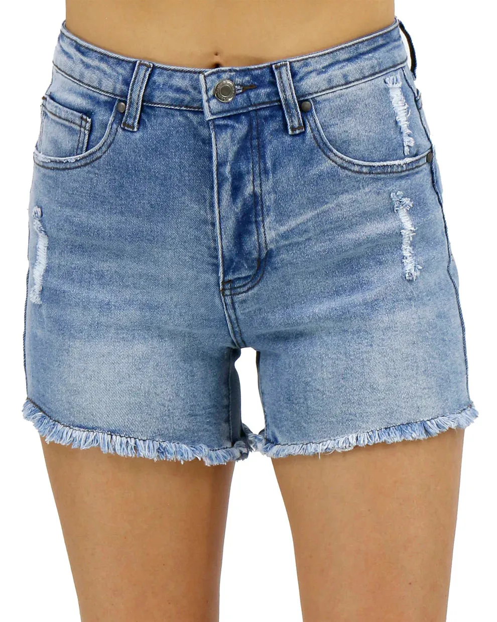 Grace & Lace Mid-Wash Girlfriend Relaxed Fit Shorts