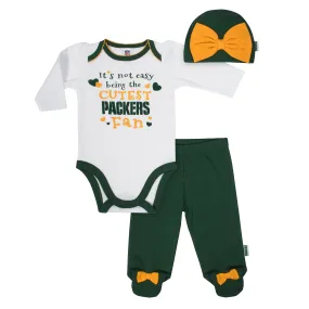 Green Bay Packers Baby Girl Outfit, 3pc Set