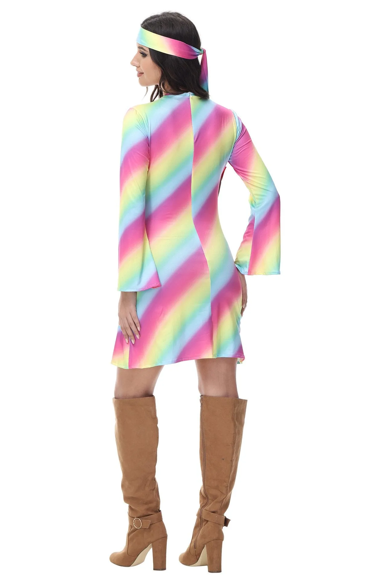 Halloween cosplay Adult retro 70s disco Hippie Fancy Dress Costume