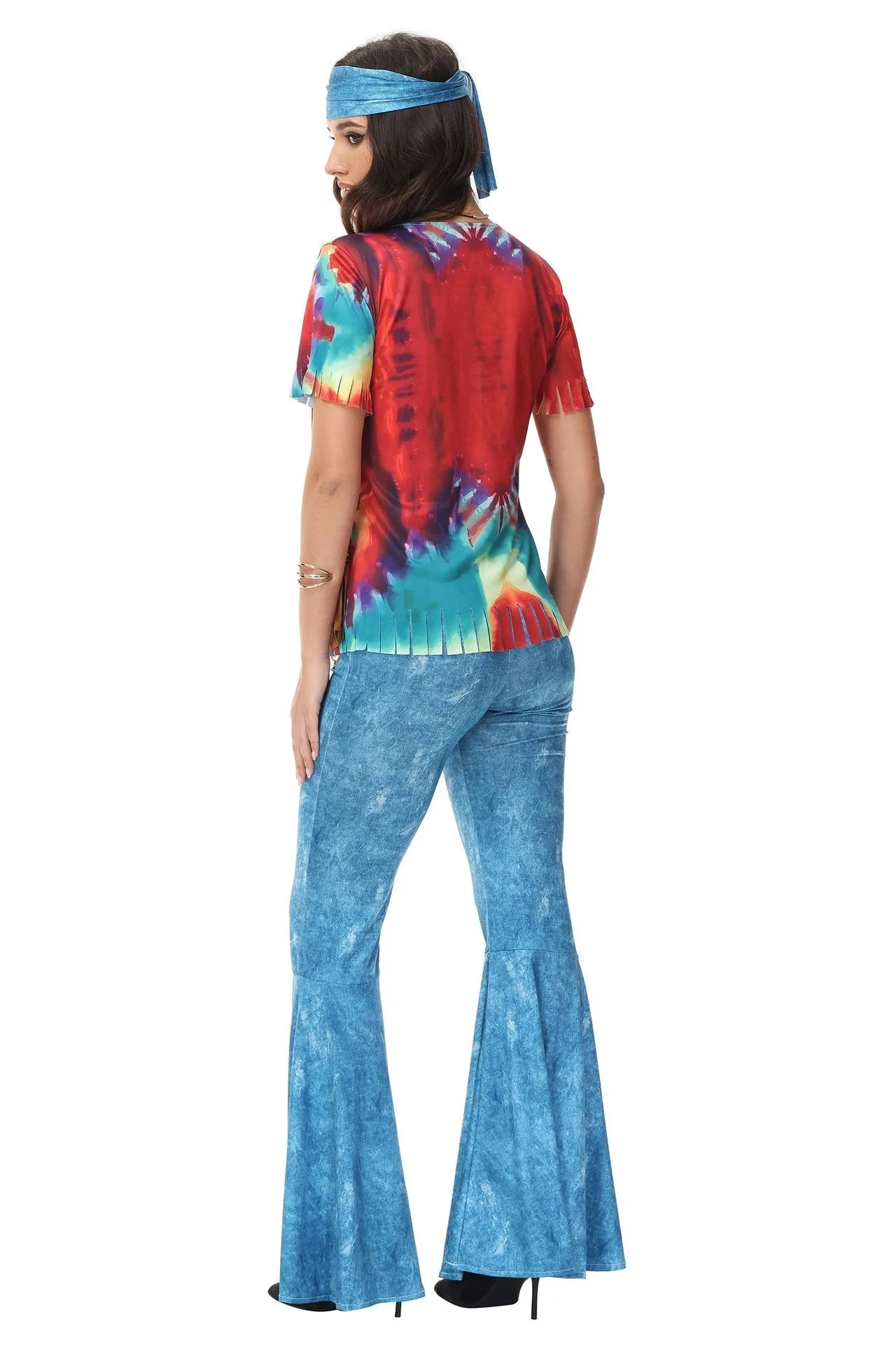 Halloween cosplay Adult retro 70s disco Hippie Fancy Dress Costume