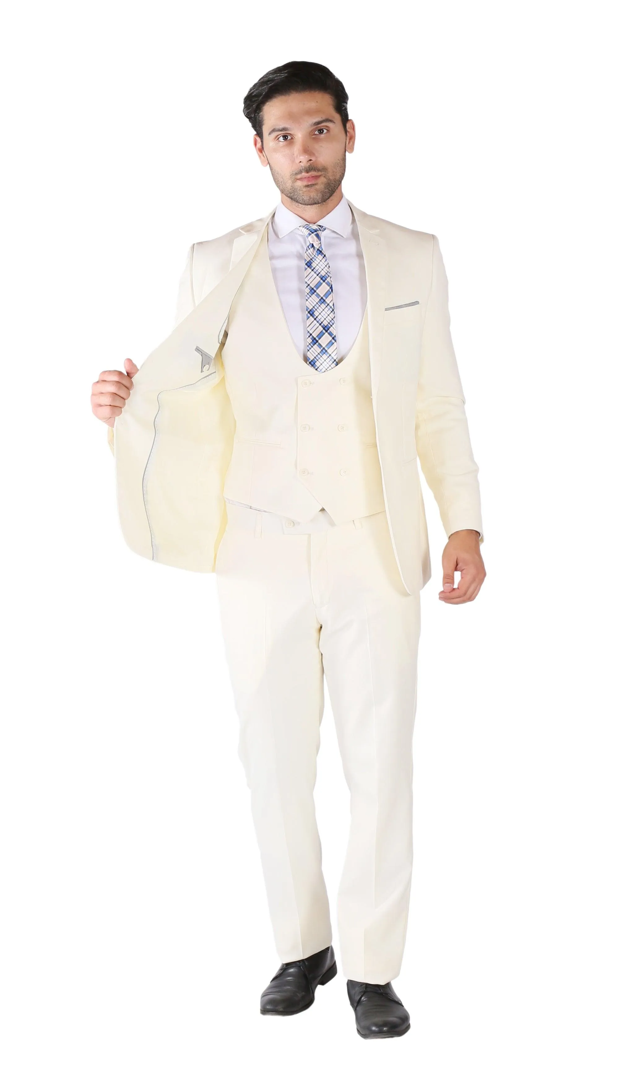 Hart 3pc Slim Fit Winter White Suit