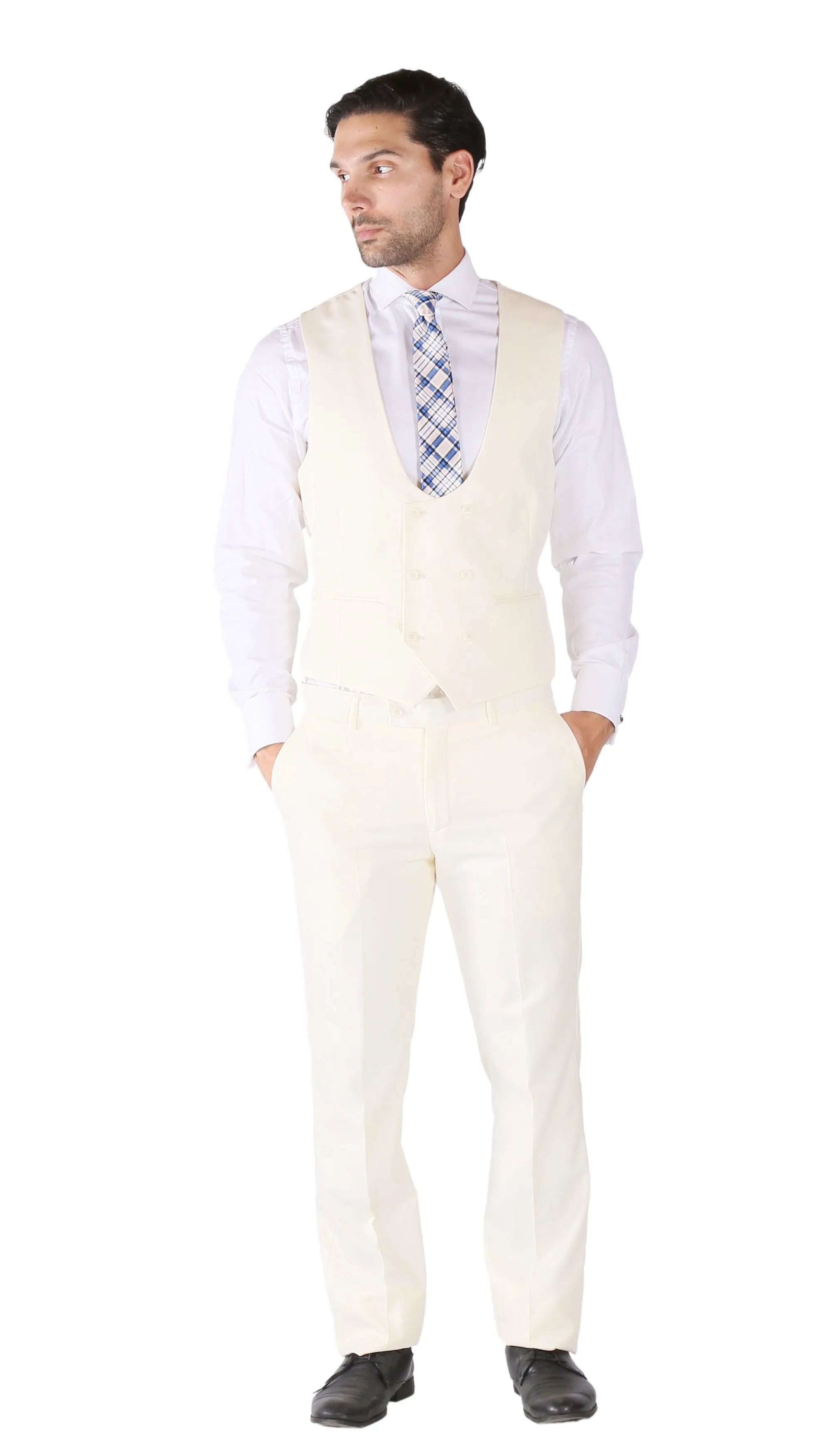 Hart 3pc Slim Fit Winter White Suit