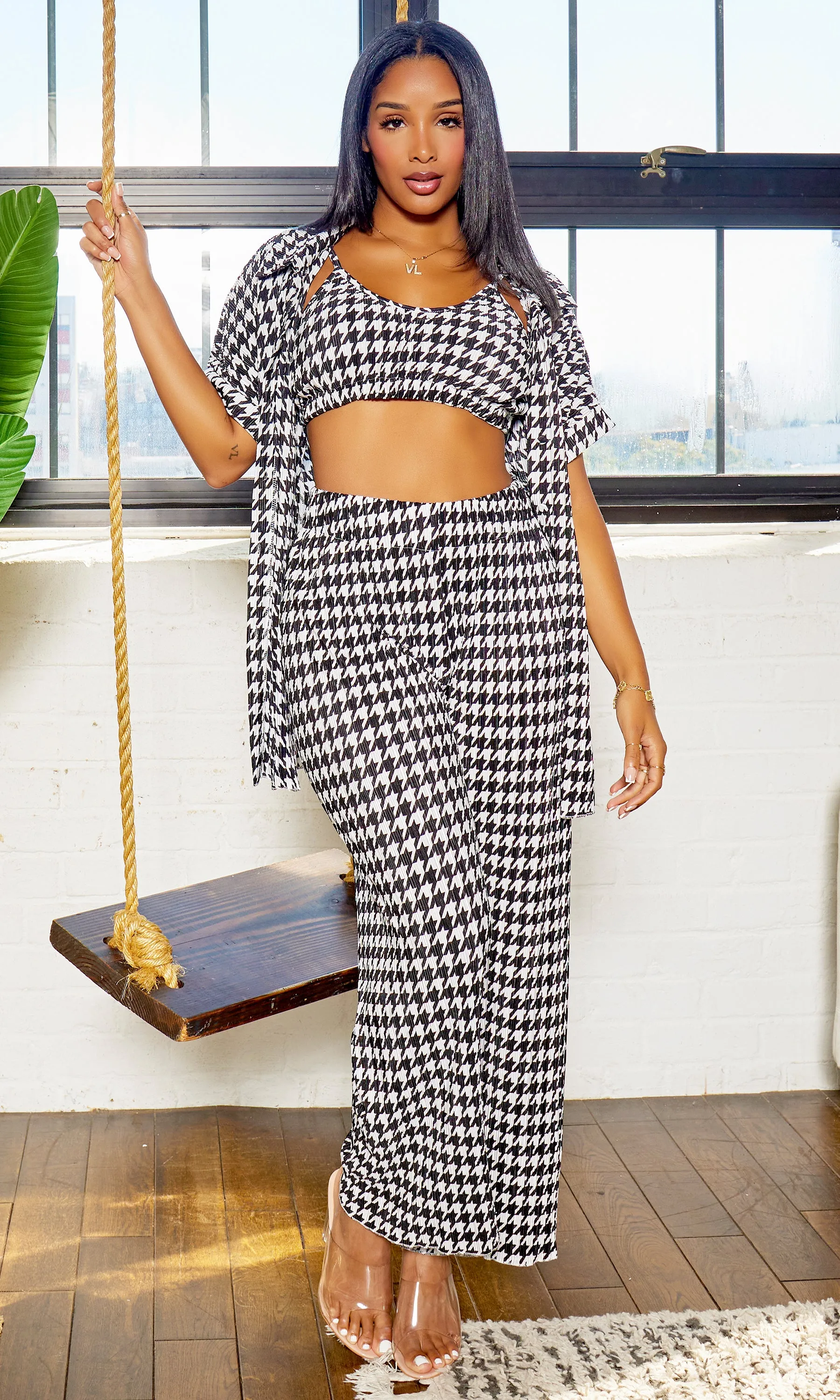 Houndstooth 3 Piece  Pant Set FINAL SALE