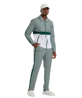 Houndstooth Dress Casual Track Suit Green