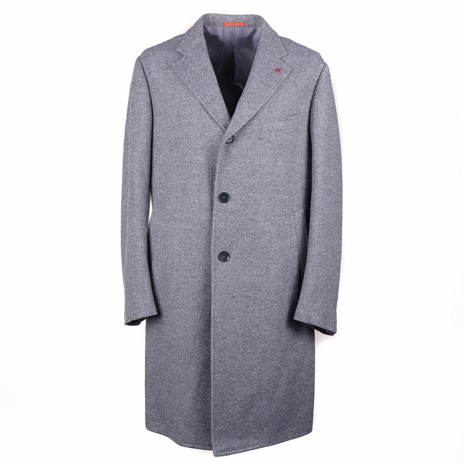 Isaia Gray Wool and Cashmere Overcoat