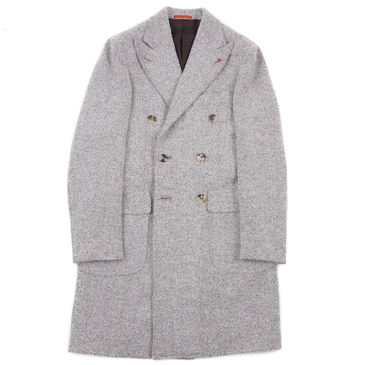 Isaia Soft Herringbone Wool Overcoat