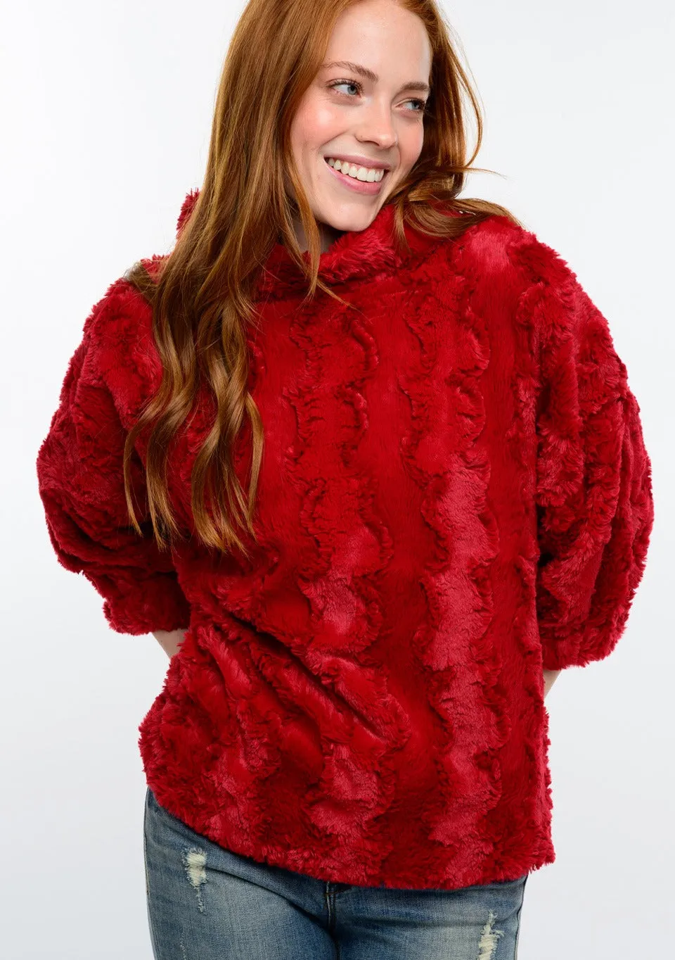 Ivy Jane 930040 Poof Sleeve Faux Fur Popover