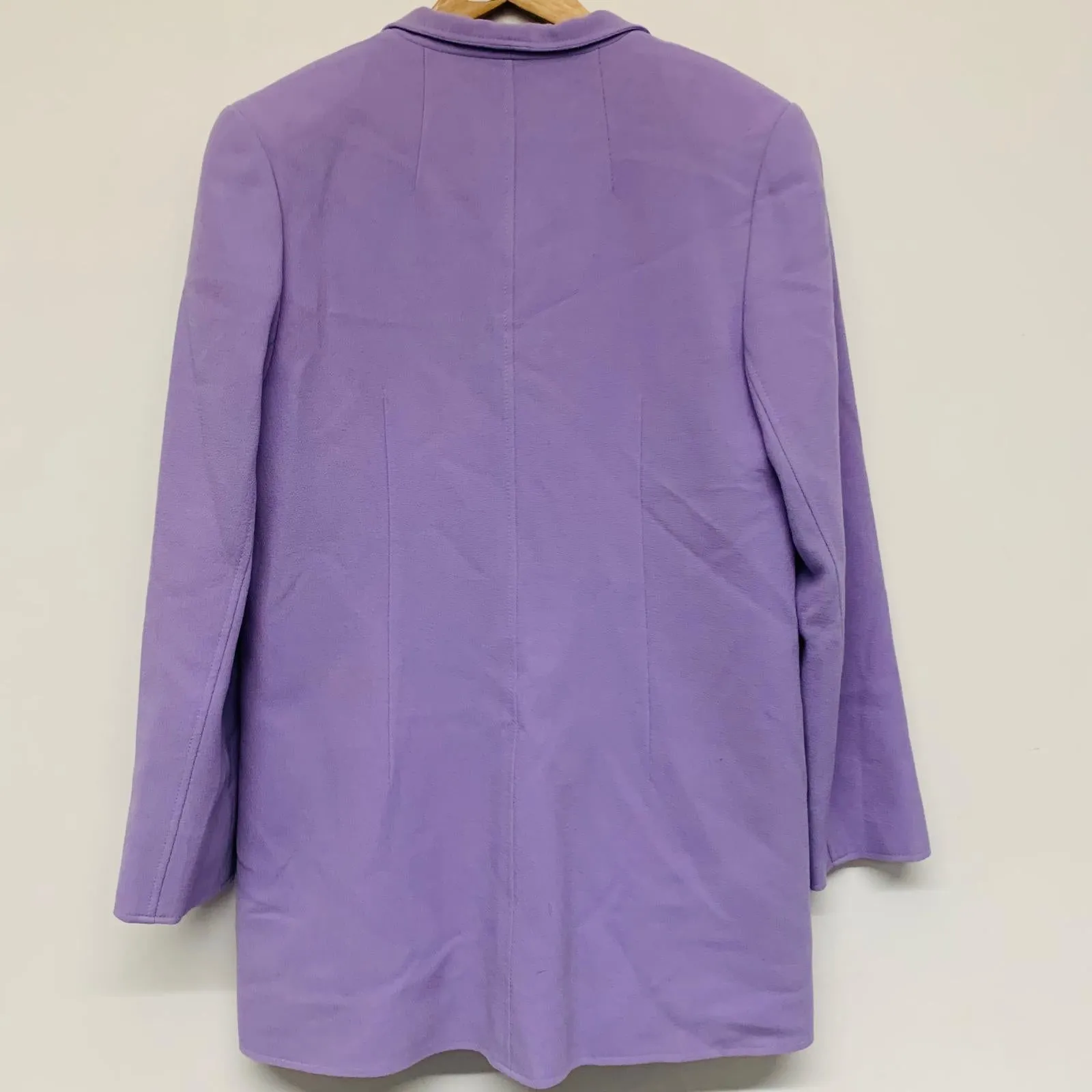 JEAN MUIR Purple Ladies Long Sleeve Collared Overcoat Jacket Size UK 12