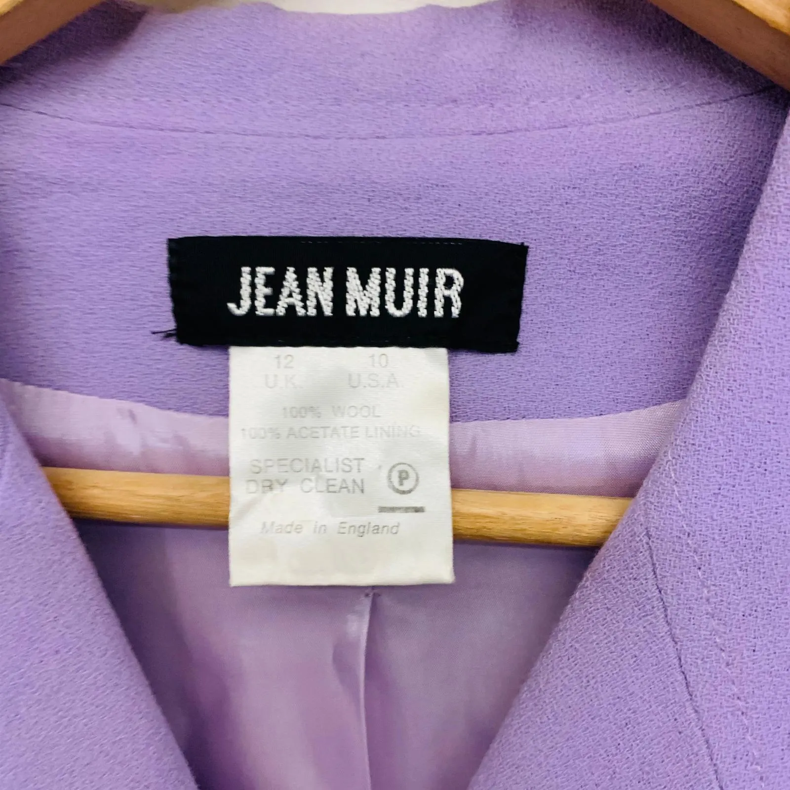 JEAN MUIR Purple Ladies Long Sleeve Collared Overcoat Jacket Size UK 12