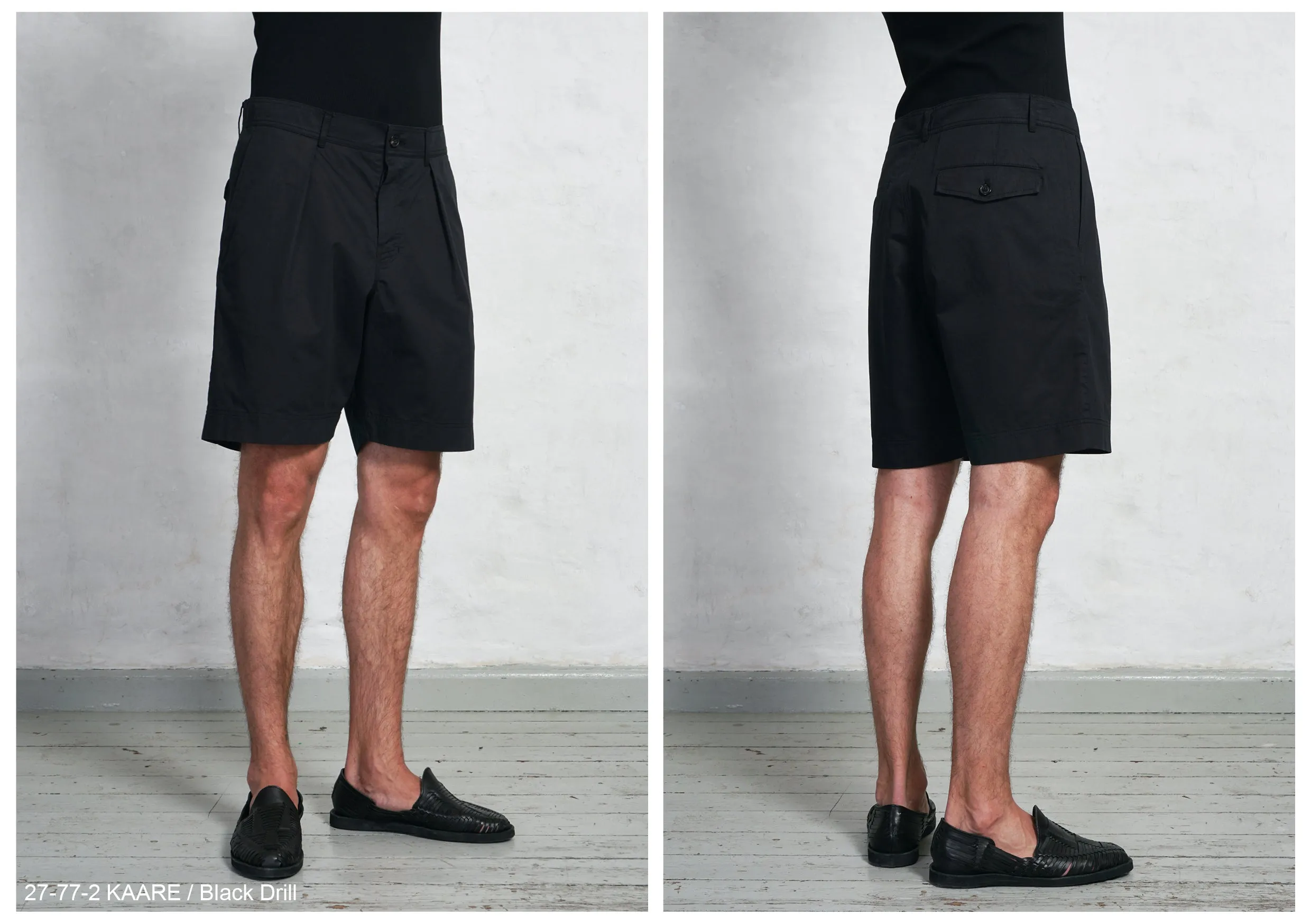 KAARE | Wide Pleated Shorts | Black Drill