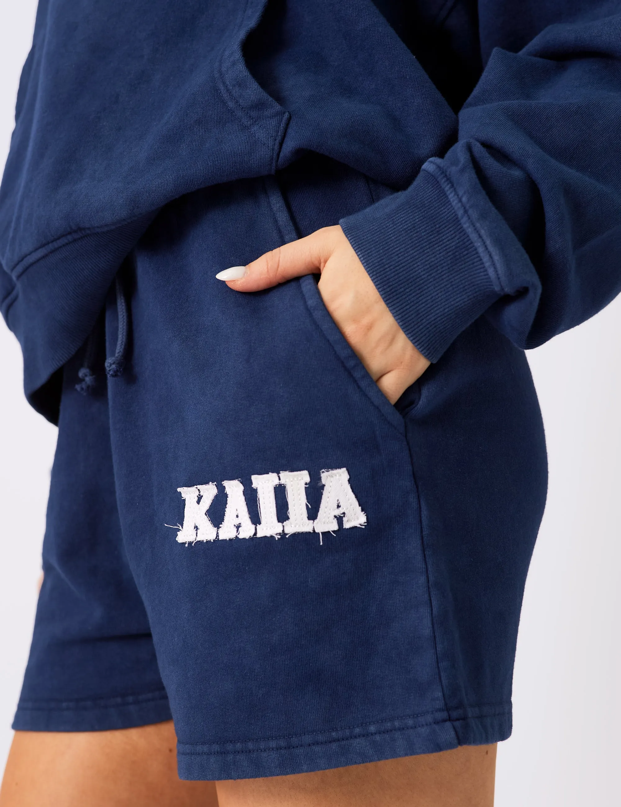 Kaiia Applique Logo Sweat Shorts Denim Blue