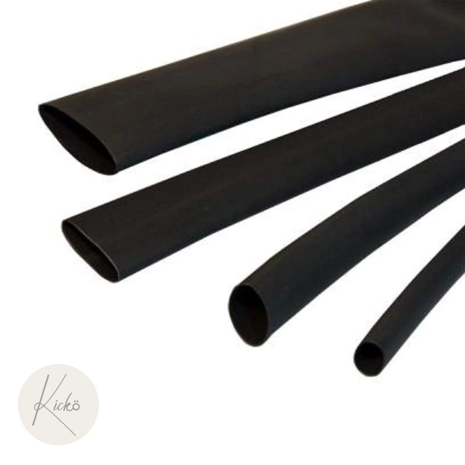 Katzco Heat Shrink Tubing Kit - 127 Piece Set of Black Assorted Wire Wrap Electrical