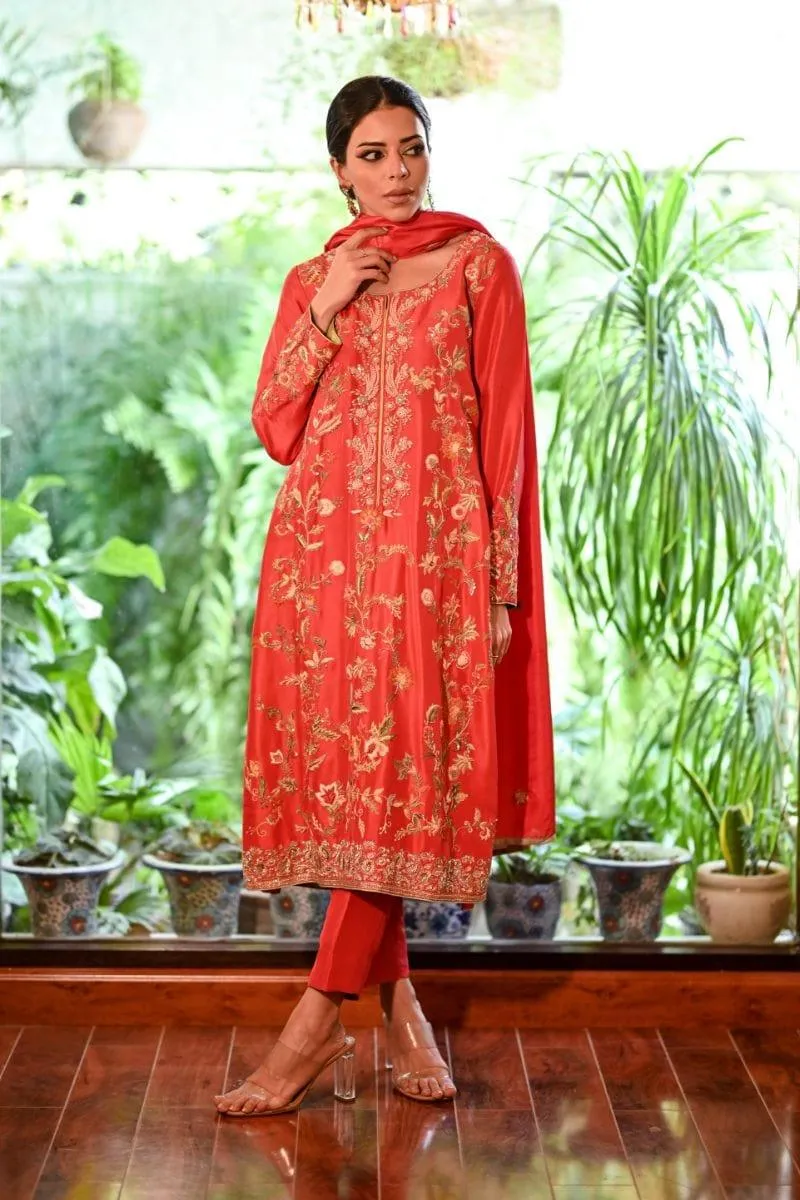 Khayal BY SHAISTA HASSAN - Cashmere pink - raw silk  - 3 Piece