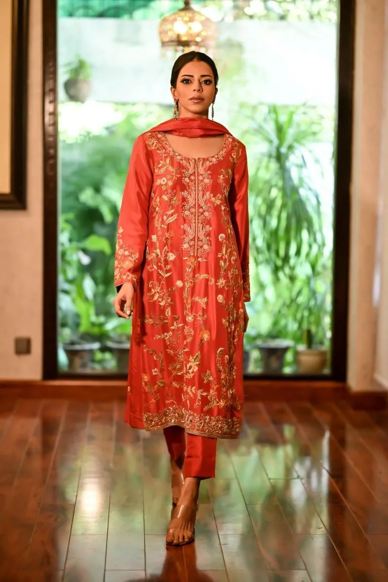 Khayal BY SHAISTA HASSAN - Cashmere pink - raw silk  - 3 Piece