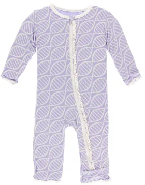 KicKee Pants Lilac Double Helix Muffin Ruffle Coverall with Zipper