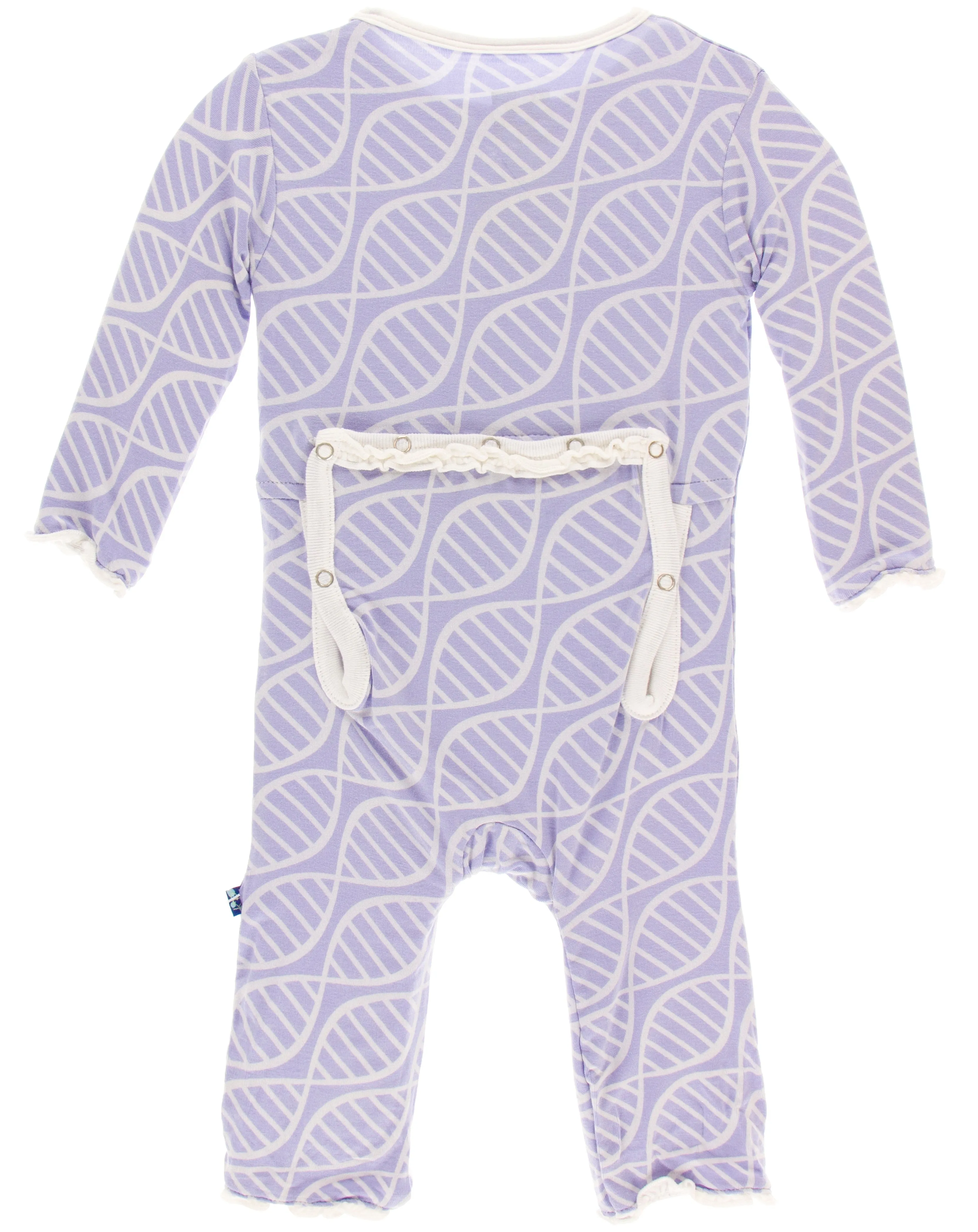 KicKee Pants Lilac Double Helix Muffin Ruffle Coverall with Zipper