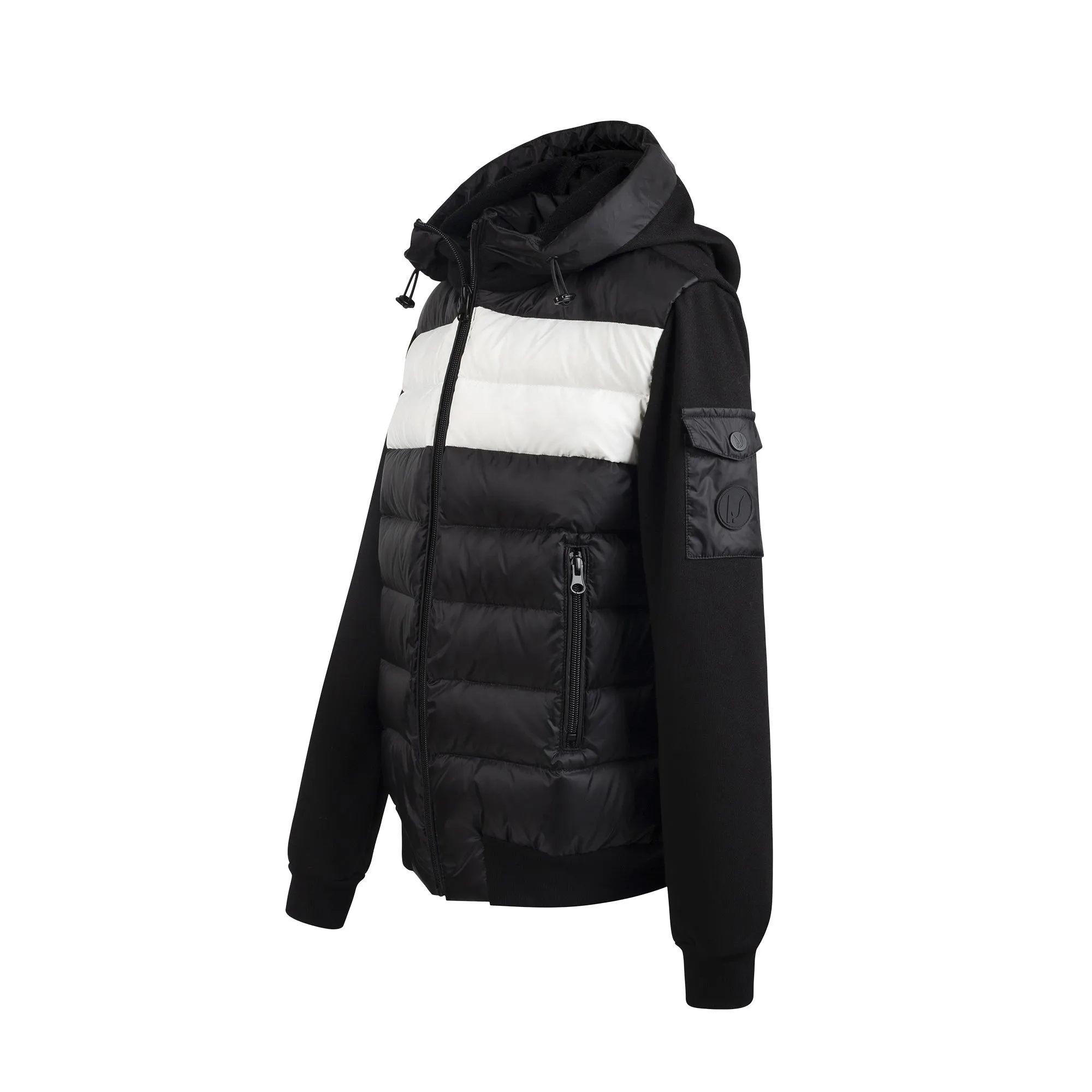 KID PUFFER SWEATER-White-Black Puffer-Black