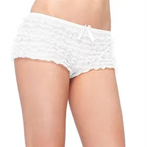 Lace Ruffle Tanga Shorts - One Size - White