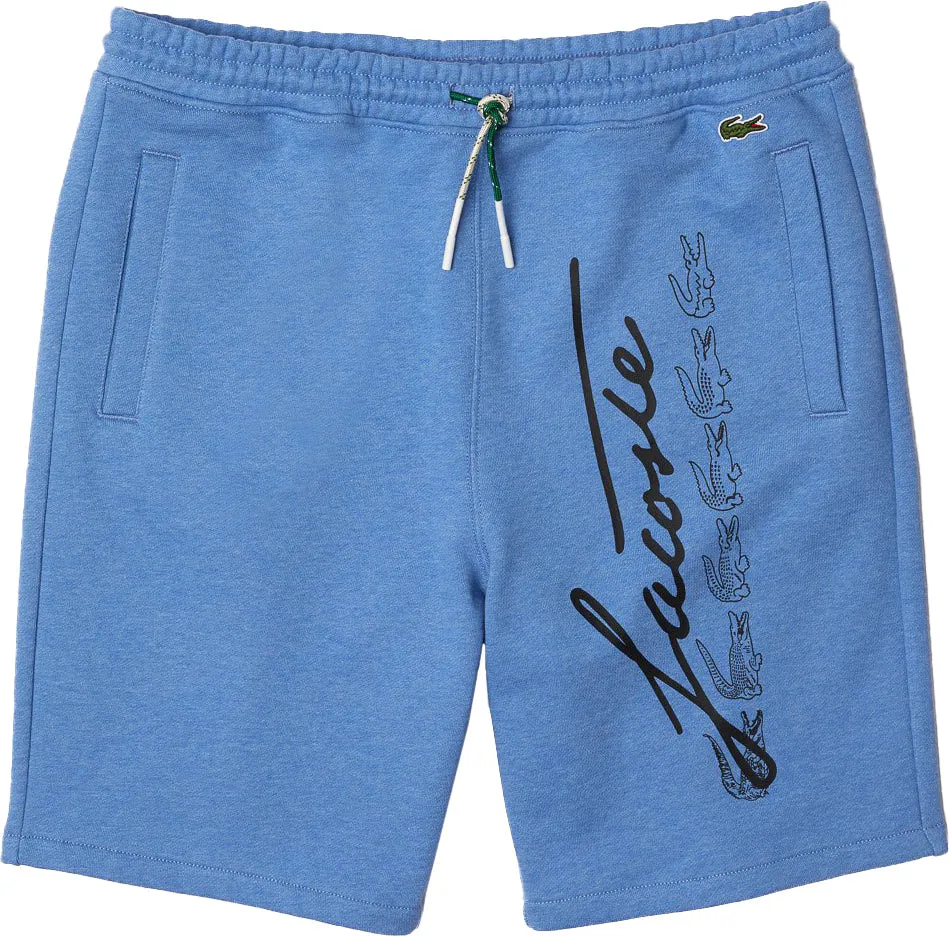 Lacoste Men's Signature Print Cotton Fleece Shorts