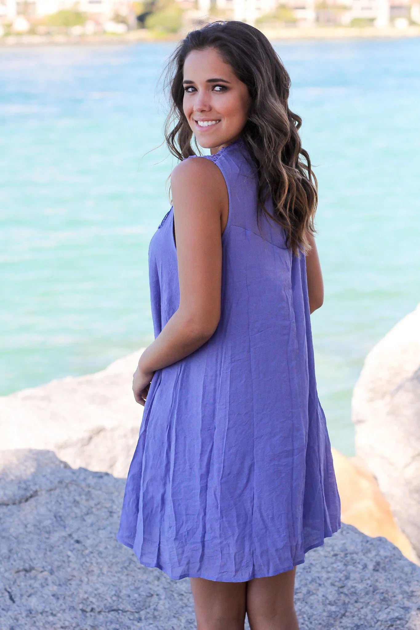 Lavender Crochet Short Dress