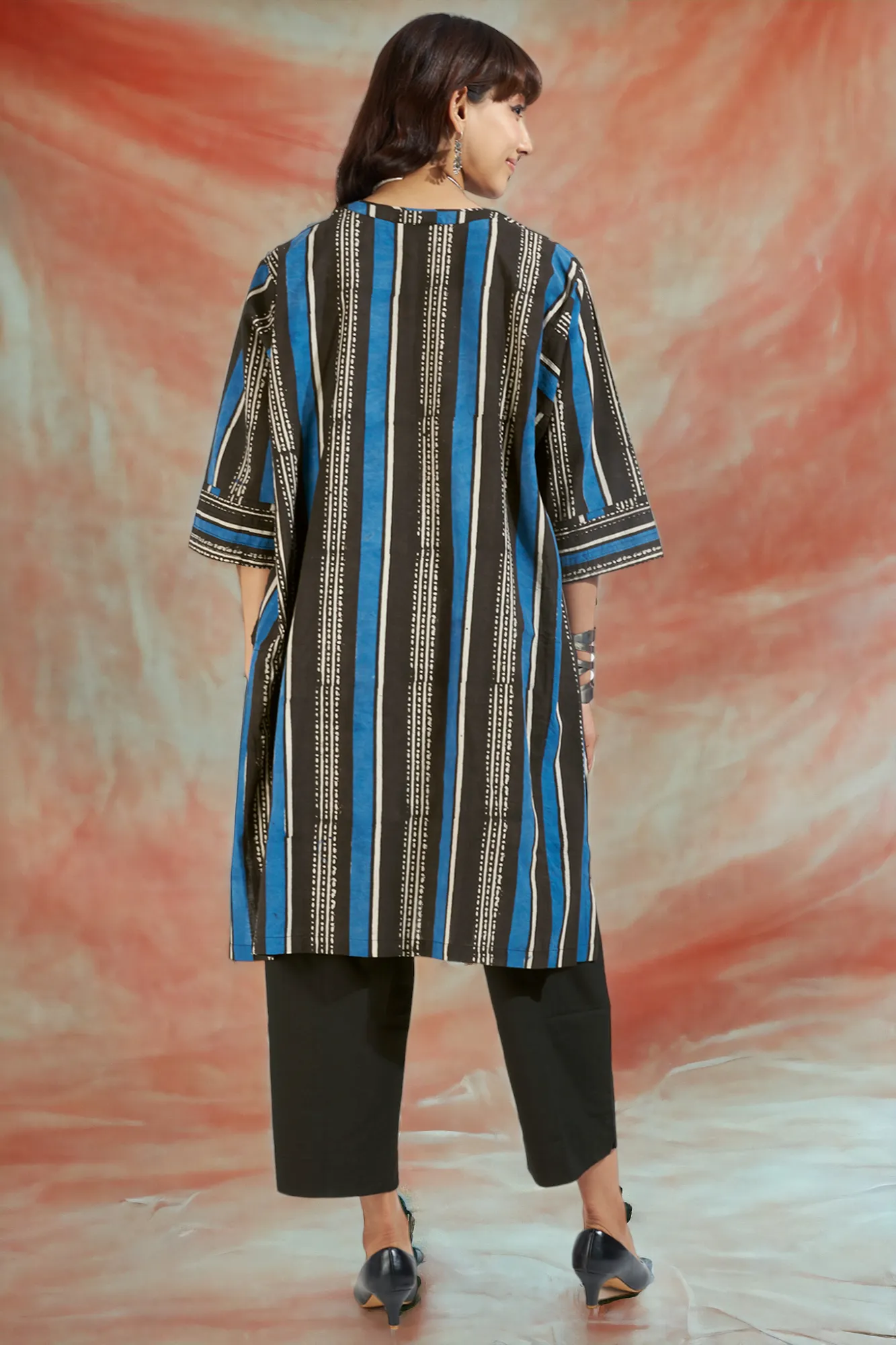 leisure tunic - eclectic blue & midnight stripes