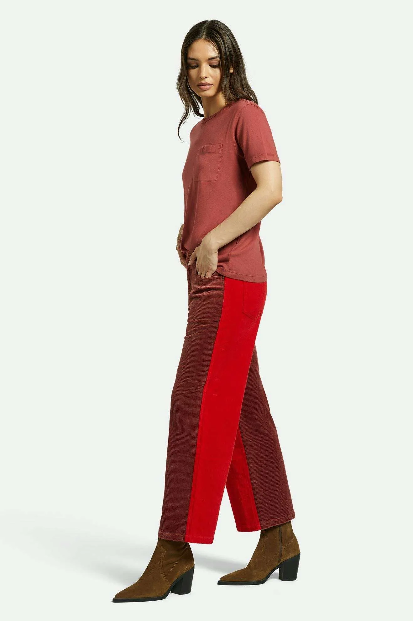 Margo Cropped 5-Pocket Pant - Cowhide/Mars Red Cord