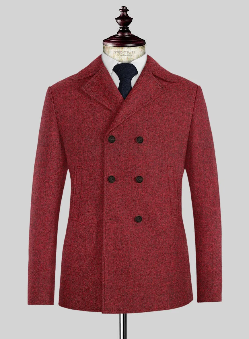 Melange Titan Red Tweed Pea Coat