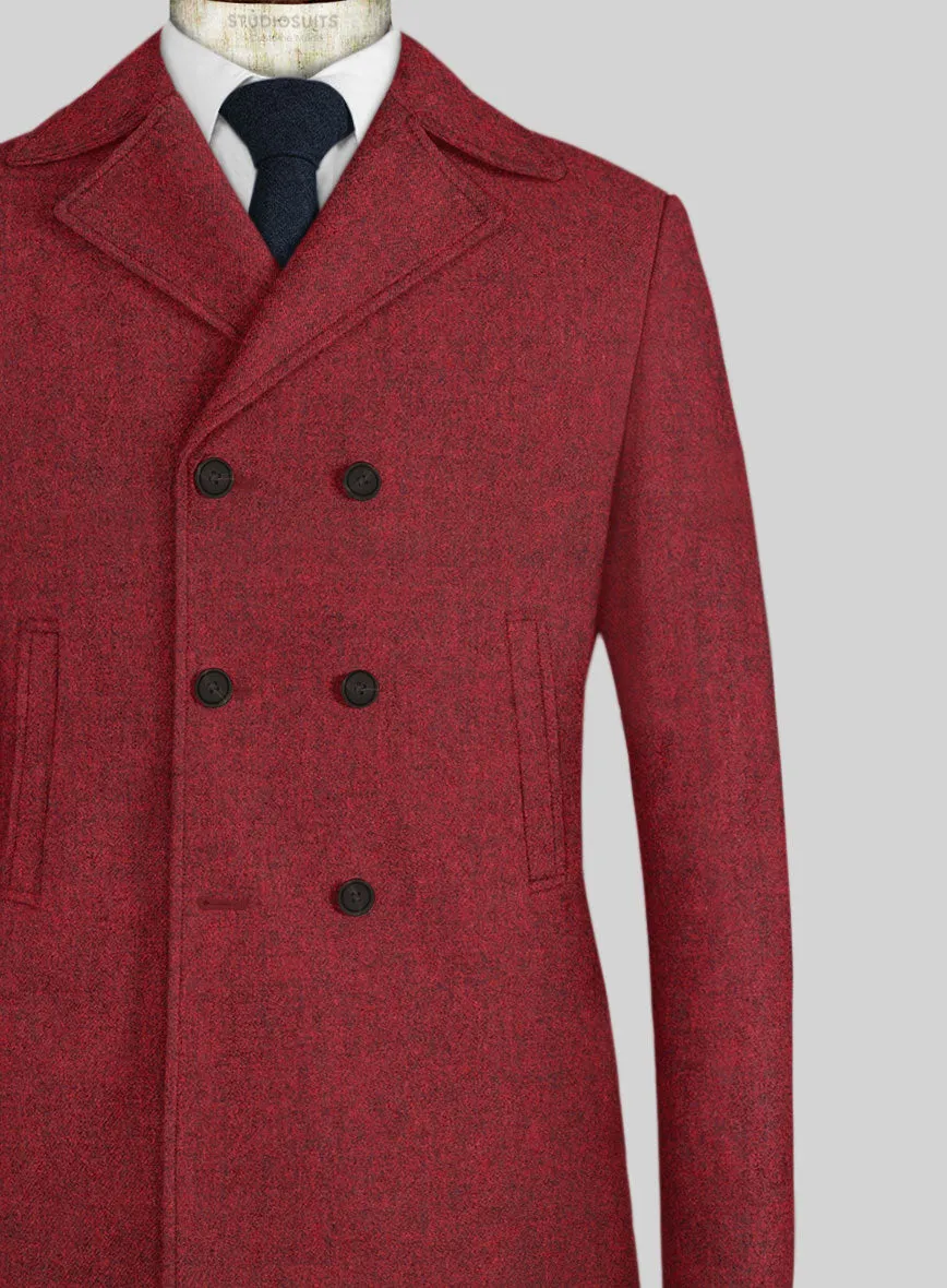 Melange Titan Red Tweed Pea Coat