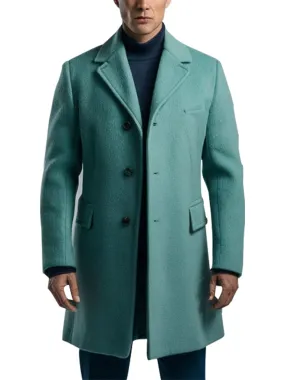 Men's Classic Aqua Wool Meadow Overcoat