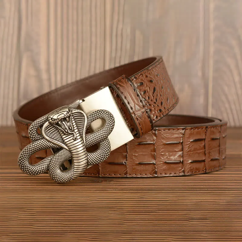 Men's Curled Cobra Alligator Pattern Leather Belt