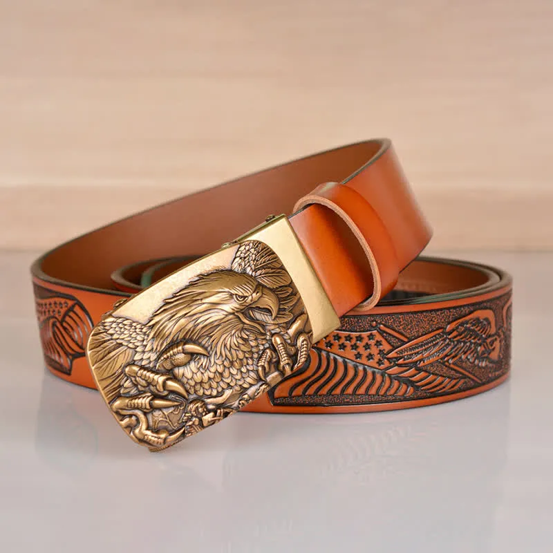 Men's Mighty Eagle Sharp Claw Automatic Buckle Leather Belt