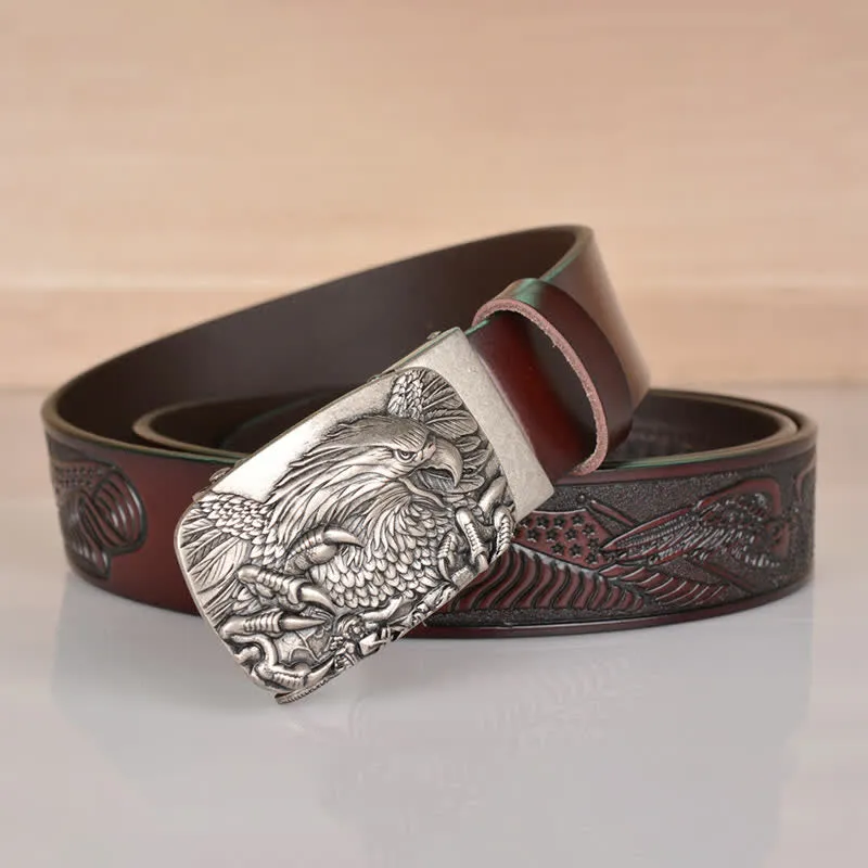 Men's Mighty Eagle Sharp Claw Automatic Buckle Leather Belt