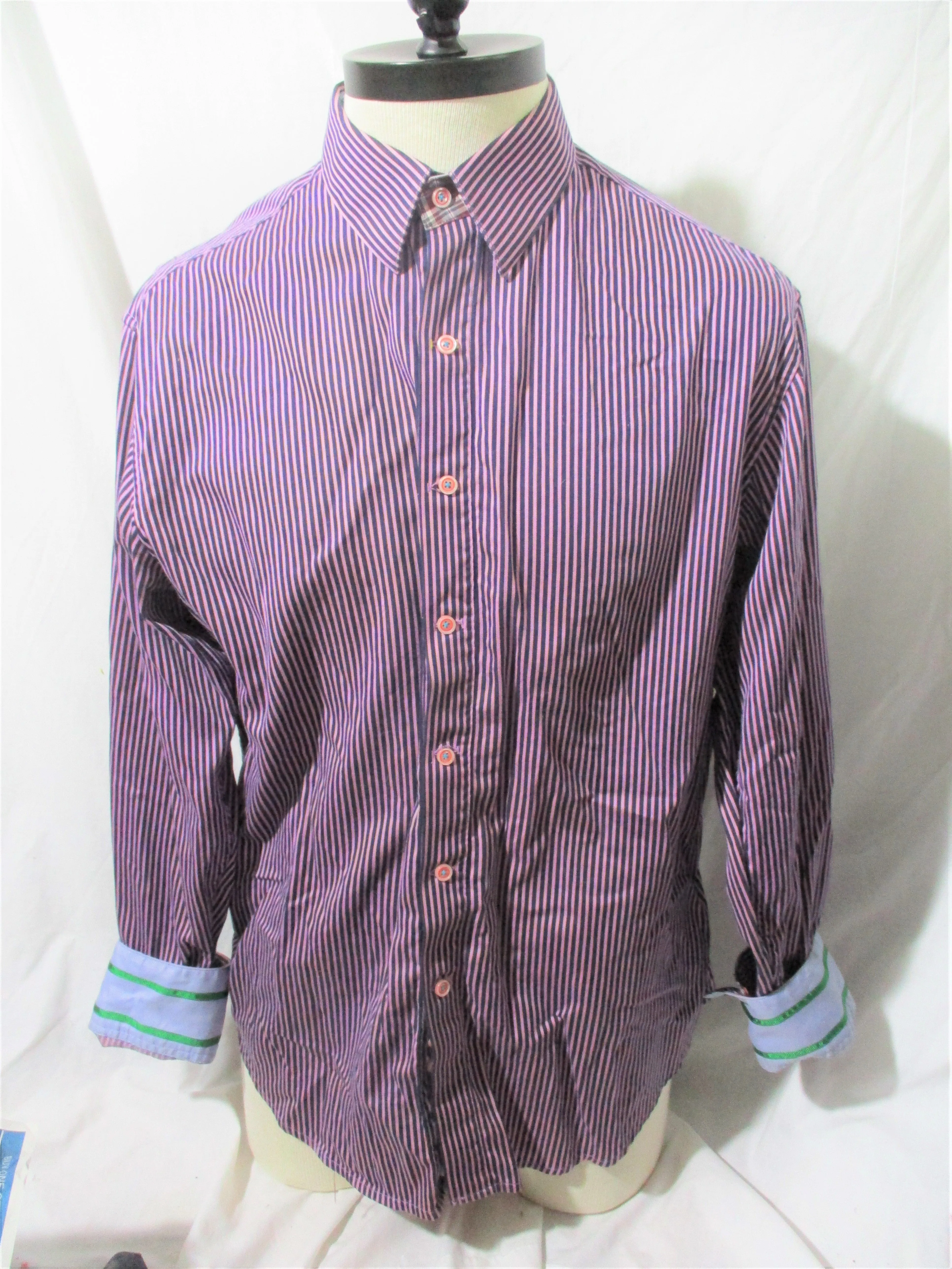 Mens ROBERT GRAHAM EXCLUSIVE Button Up Dress Casual Shirt PLAID 2XL White PURPLE Black