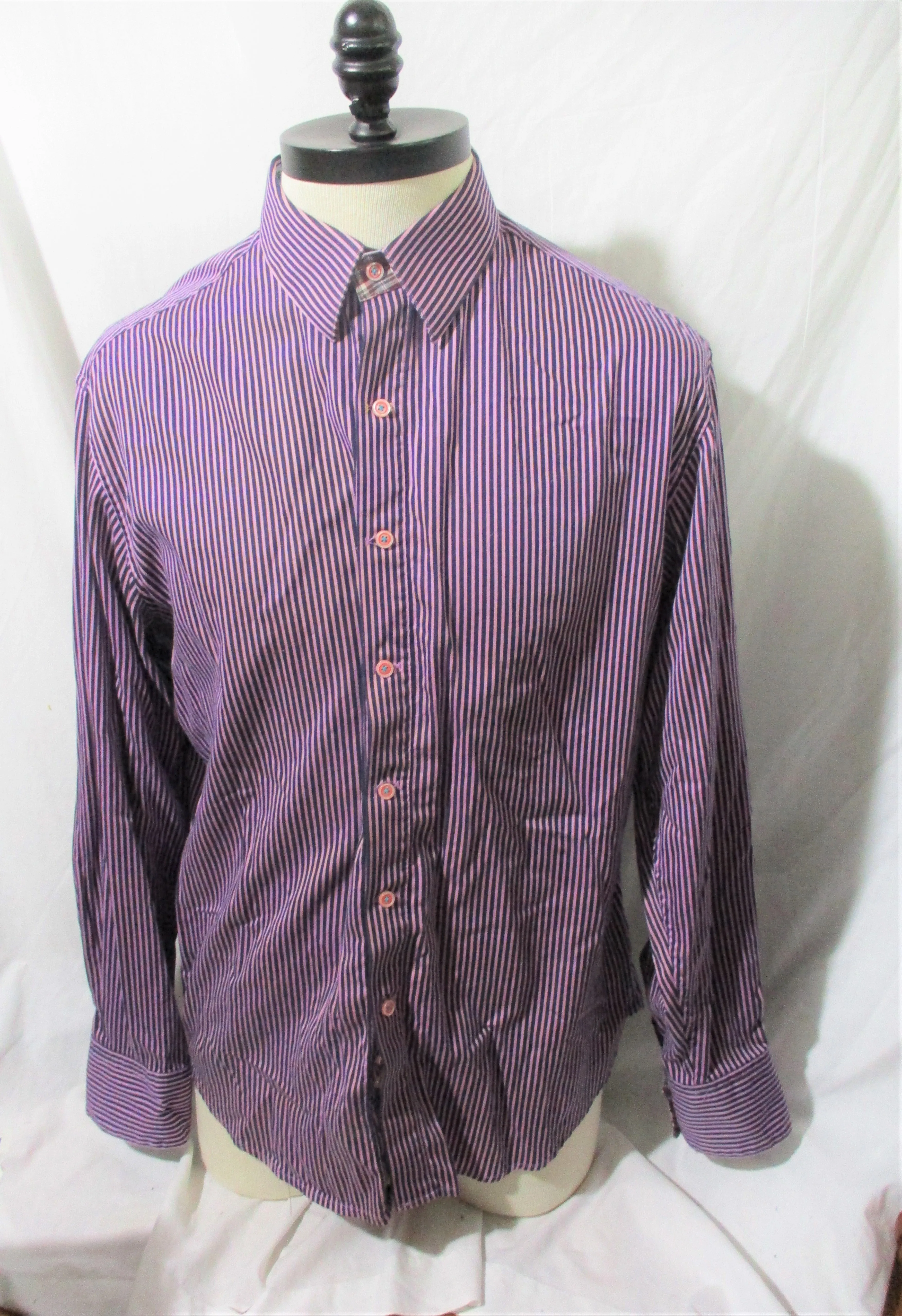 Mens ROBERT GRAHAM EXCLUSIVE Button Up Dress Casual Shirt PLAID 2XL White PURPLE Black