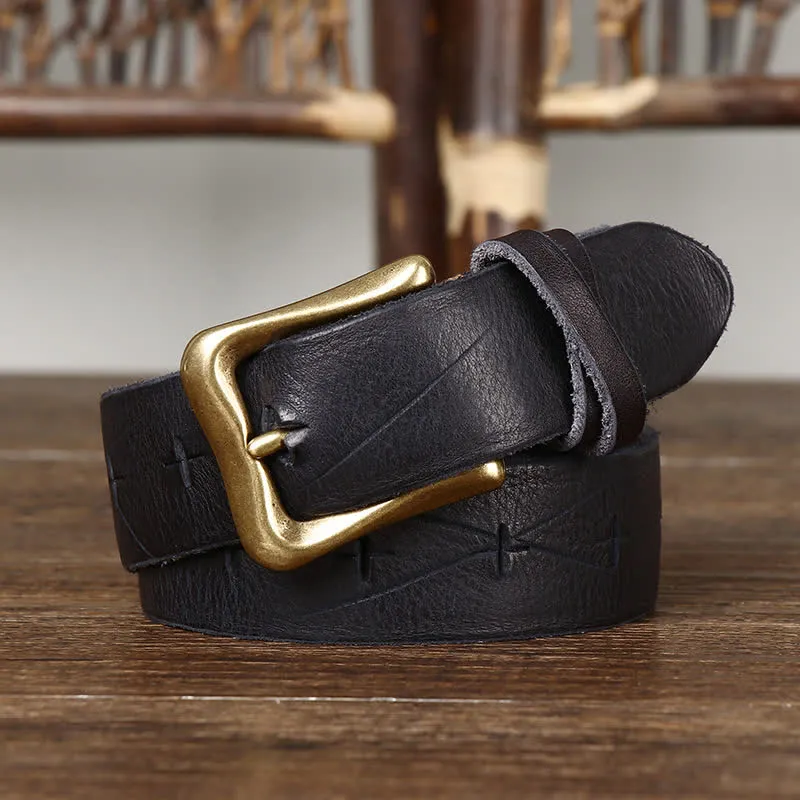 Men's Vintage Carving Crack Leather Belt