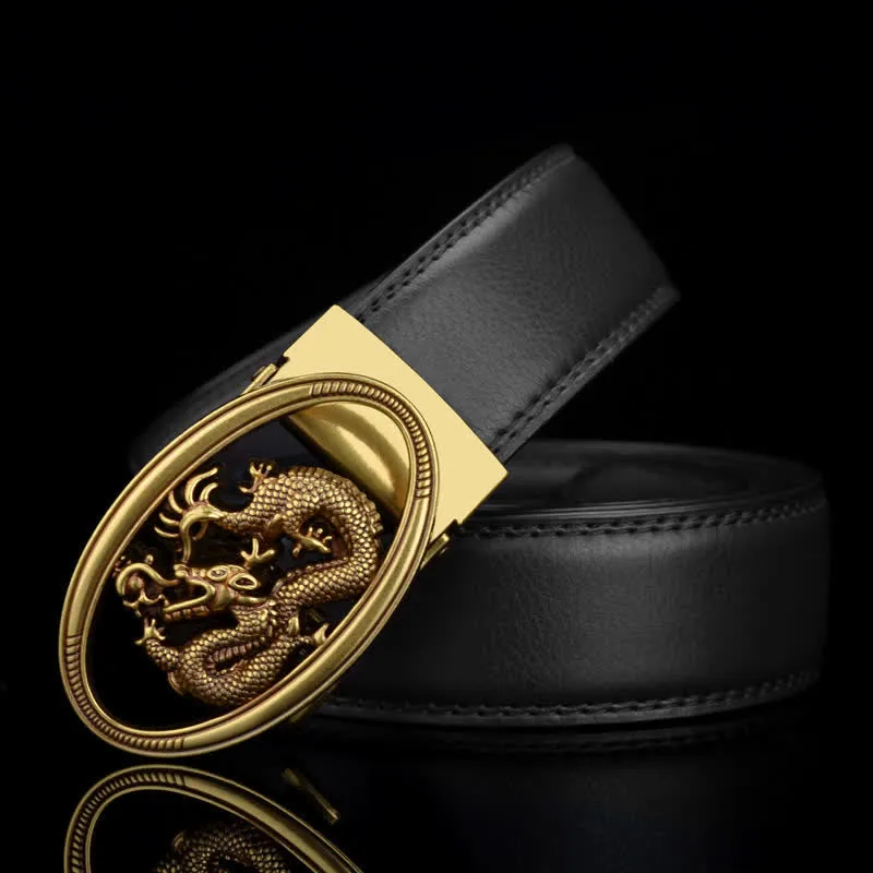 Men's Vintage Flying Dragon Leather Belt