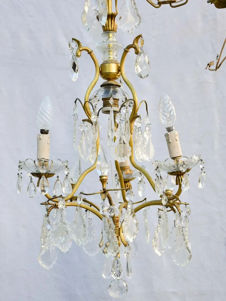 Mid-century Italian demi-crystal chandelier with 4 lights 25½"