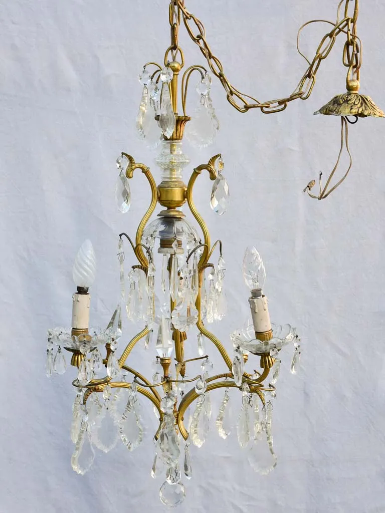 Mid-century Italian demi-crystal chandelier with 4 lights 25½"