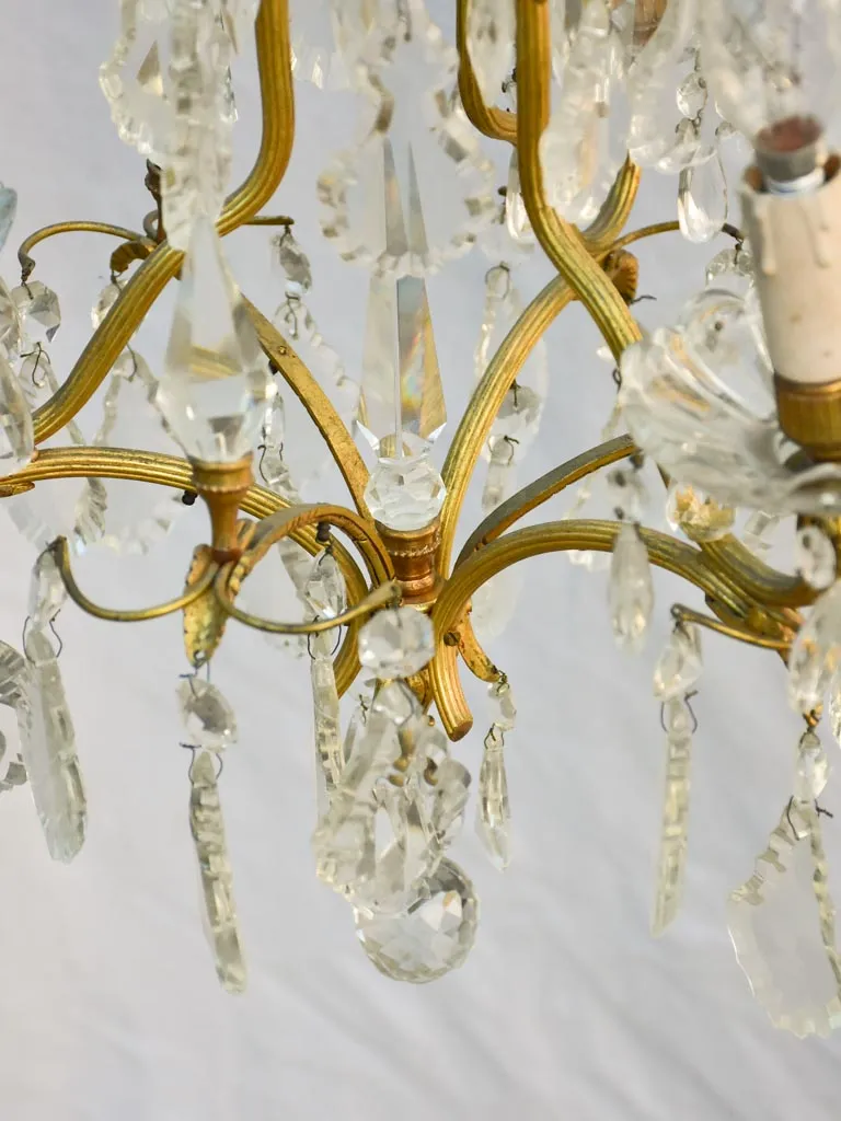 Mid-century Italian demi-crystal chandelier with 4 lights 25½"