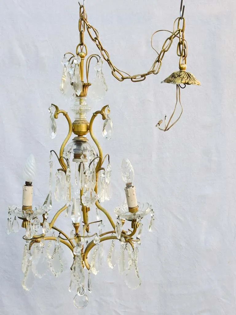 Mid-century Italian demi-crystal chandelier with 4 lights 25½"