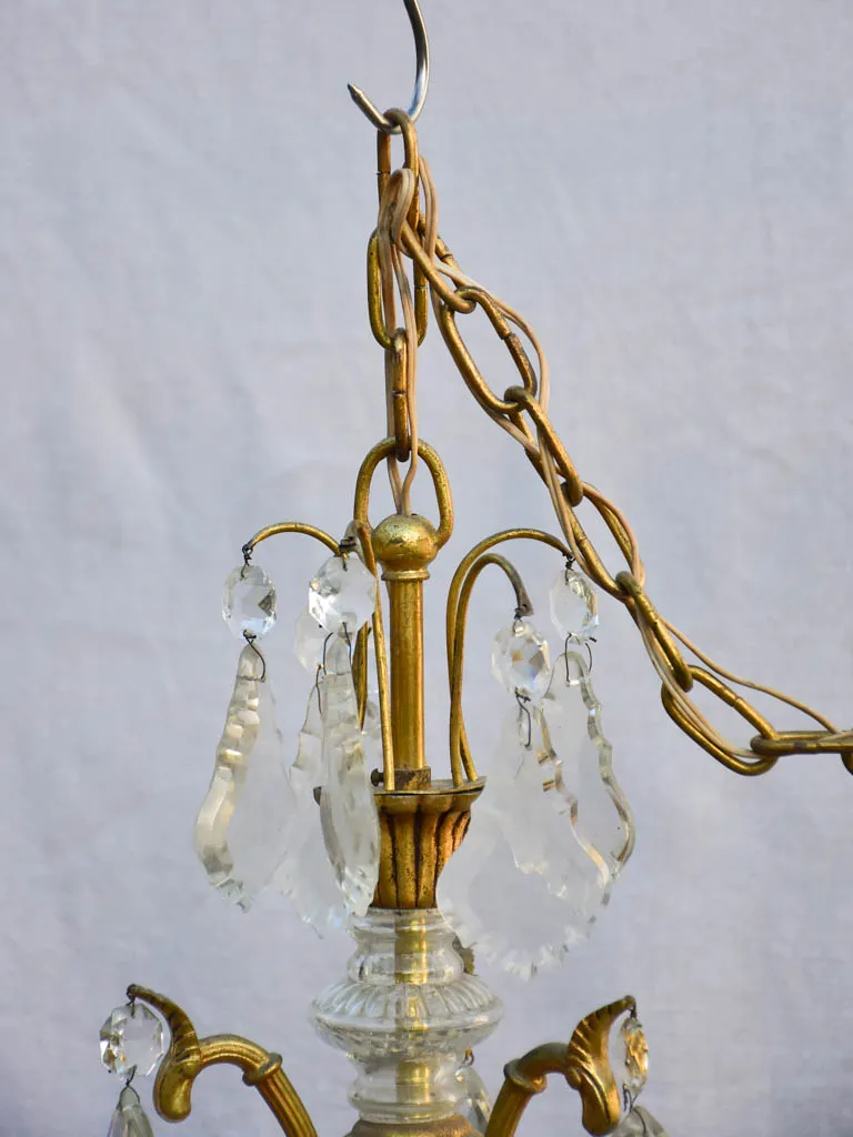 Mid-century Italian demi-crystal chandelier with 4 lights 25½"