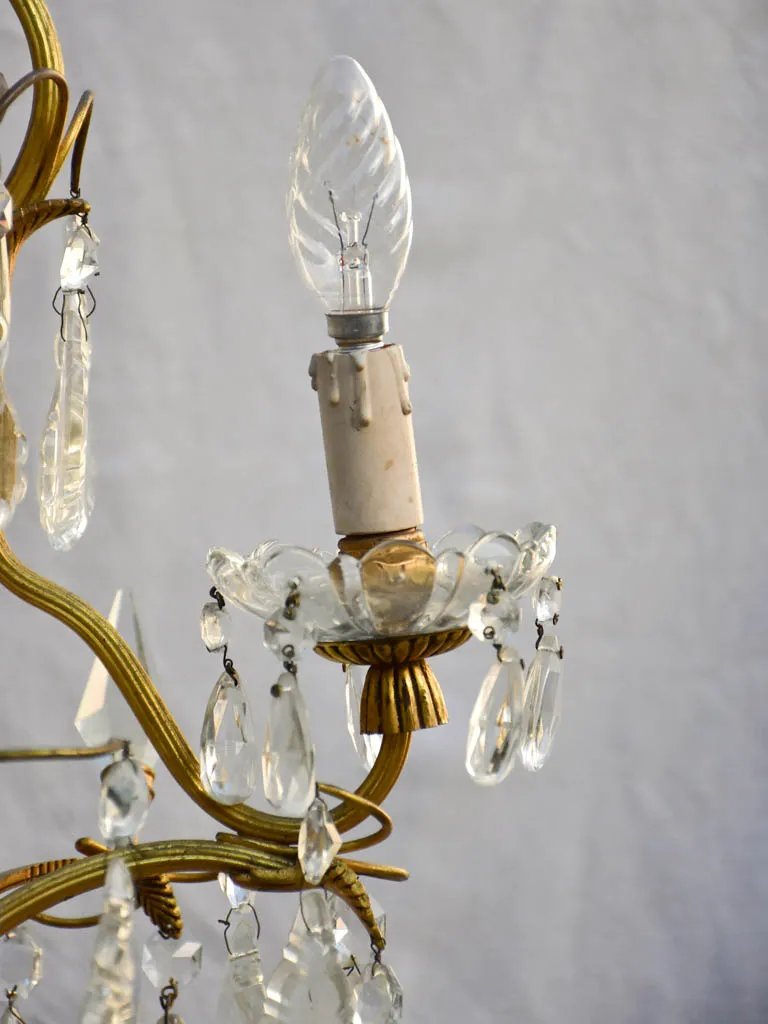 Mid-century Italian demi-crystal chandelier with 4 lights 25½"