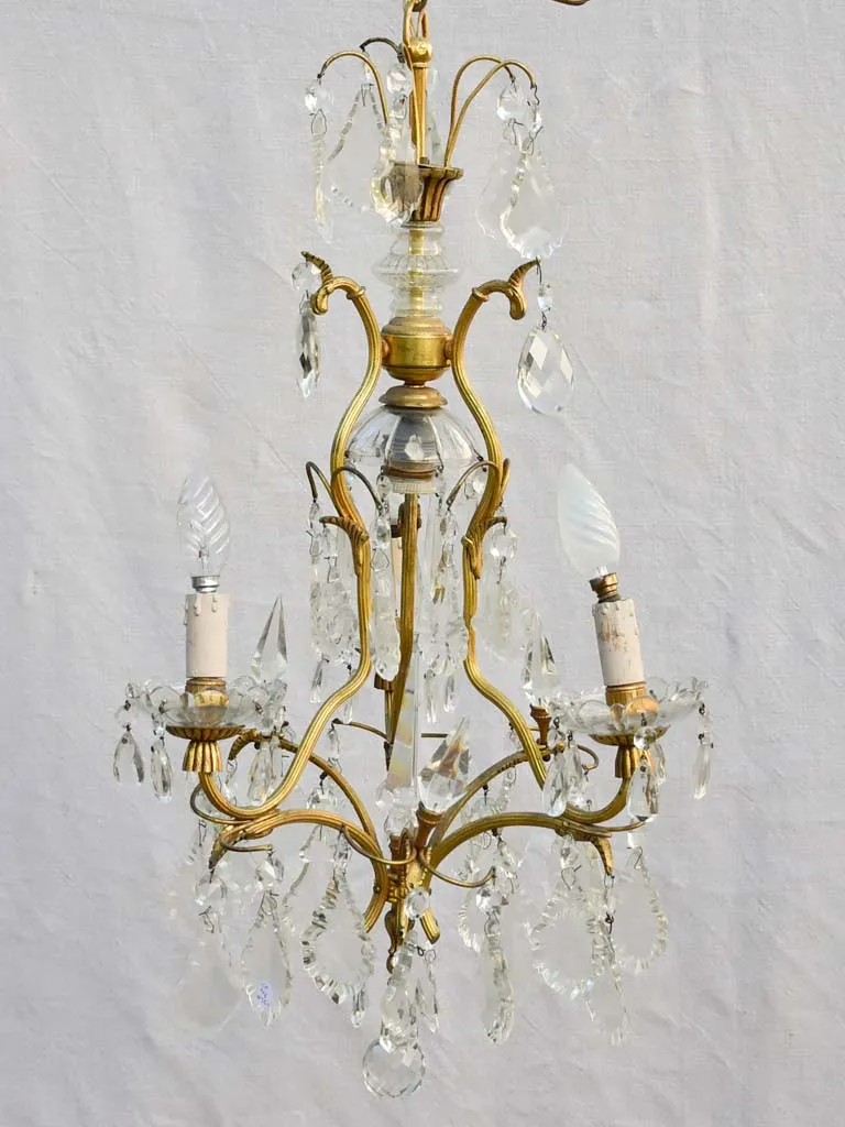 Mid-century Italian demi-crystal chandelier with 4 lights 25½"