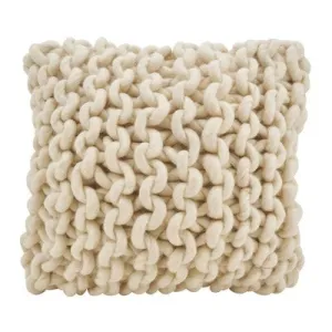 New - 18"x18" Chunky Knit Square Throw Pillow Cover Ivory - Saro Lifestyle