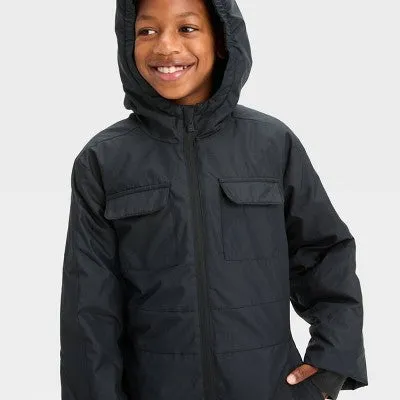 New - Boys' Solid Snowsuit - All in Motion Black L