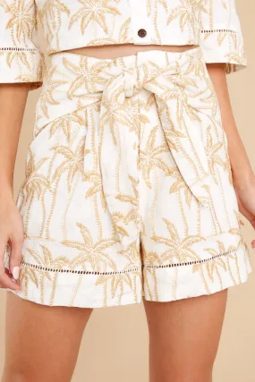 New Experiences Ivory Embroidered Shorts